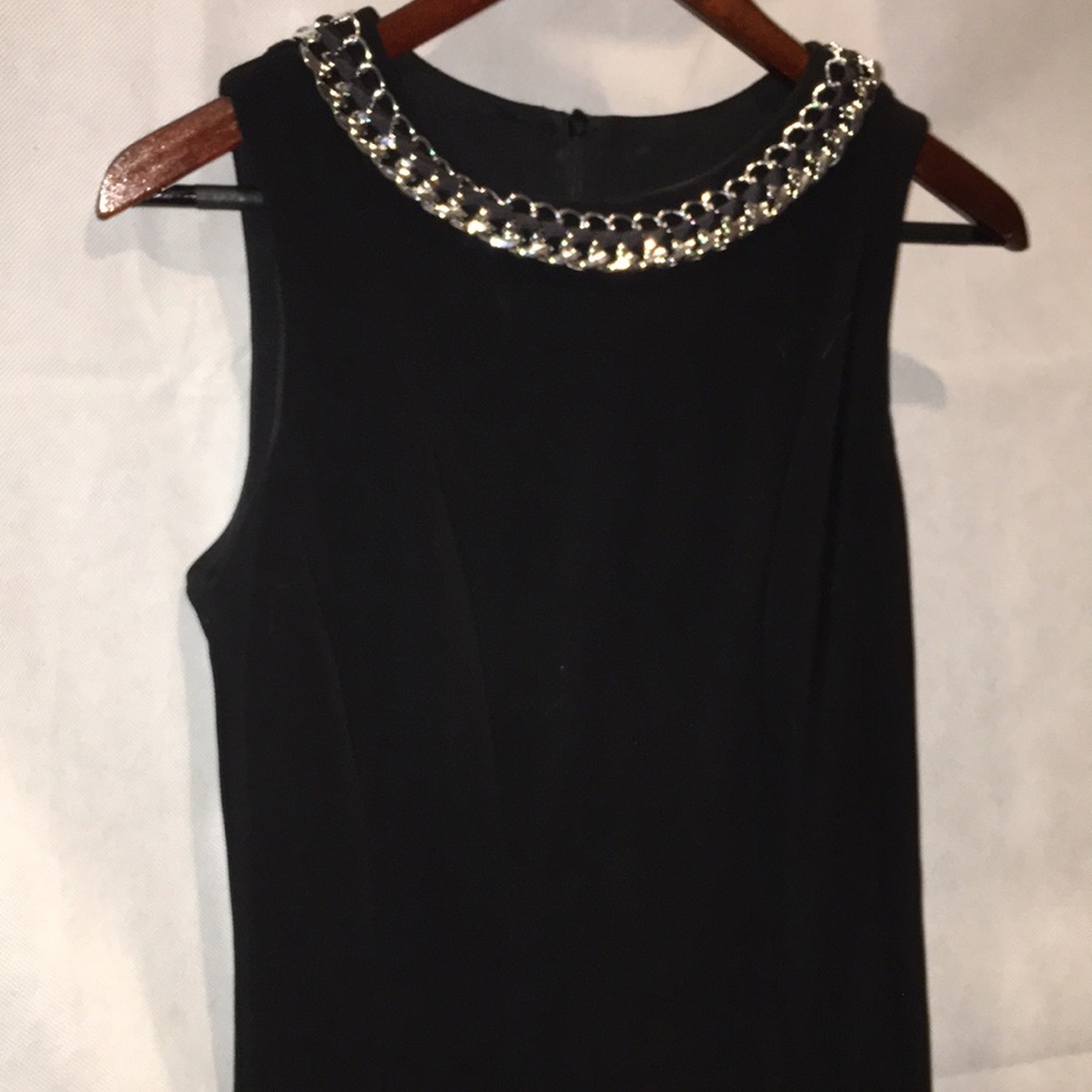 Joseph Ribkoff Black Sleeveless Cocktail Dress With Metal Accent | Size 6